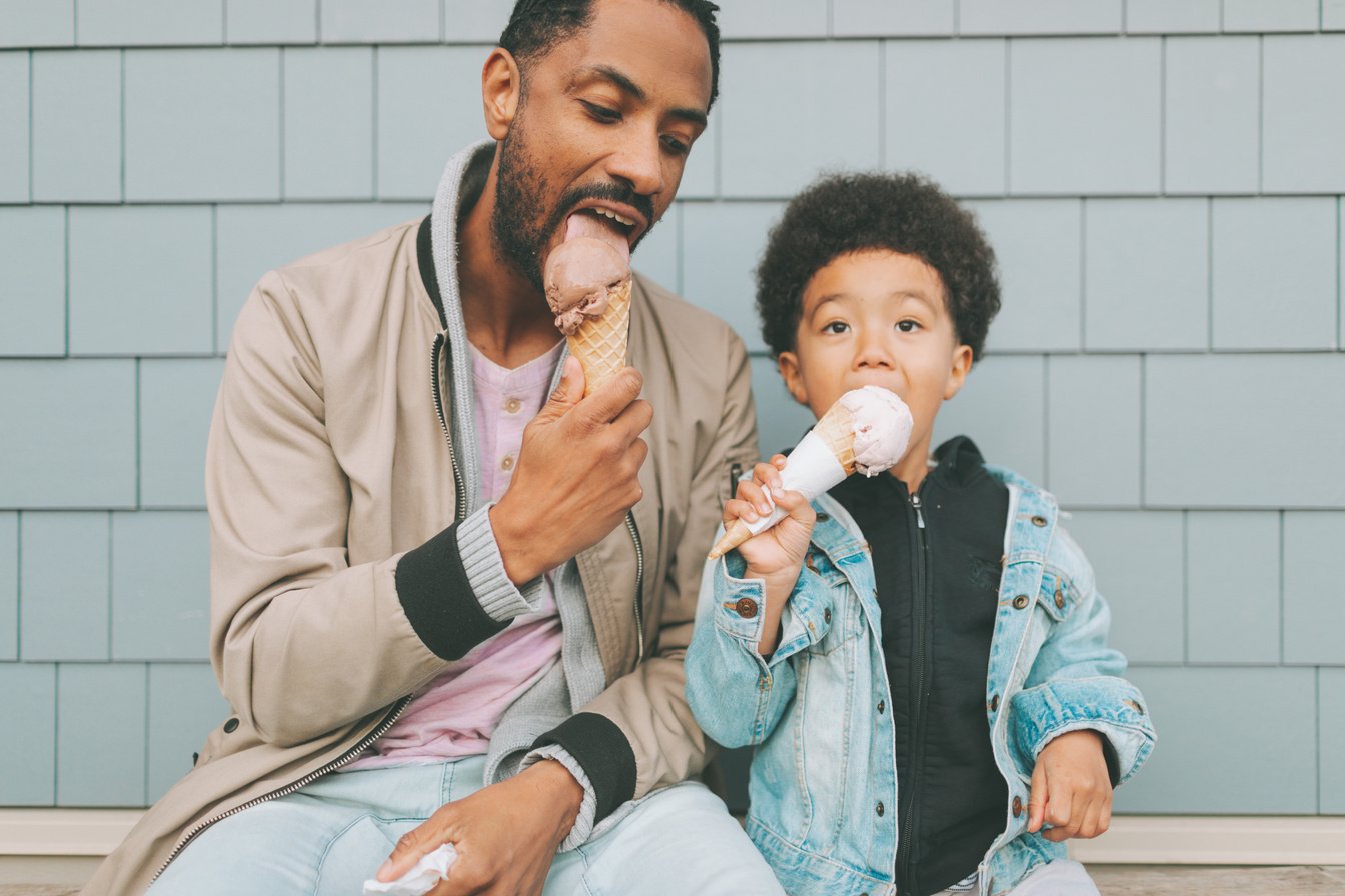 Father and Son Eating Ice Cream